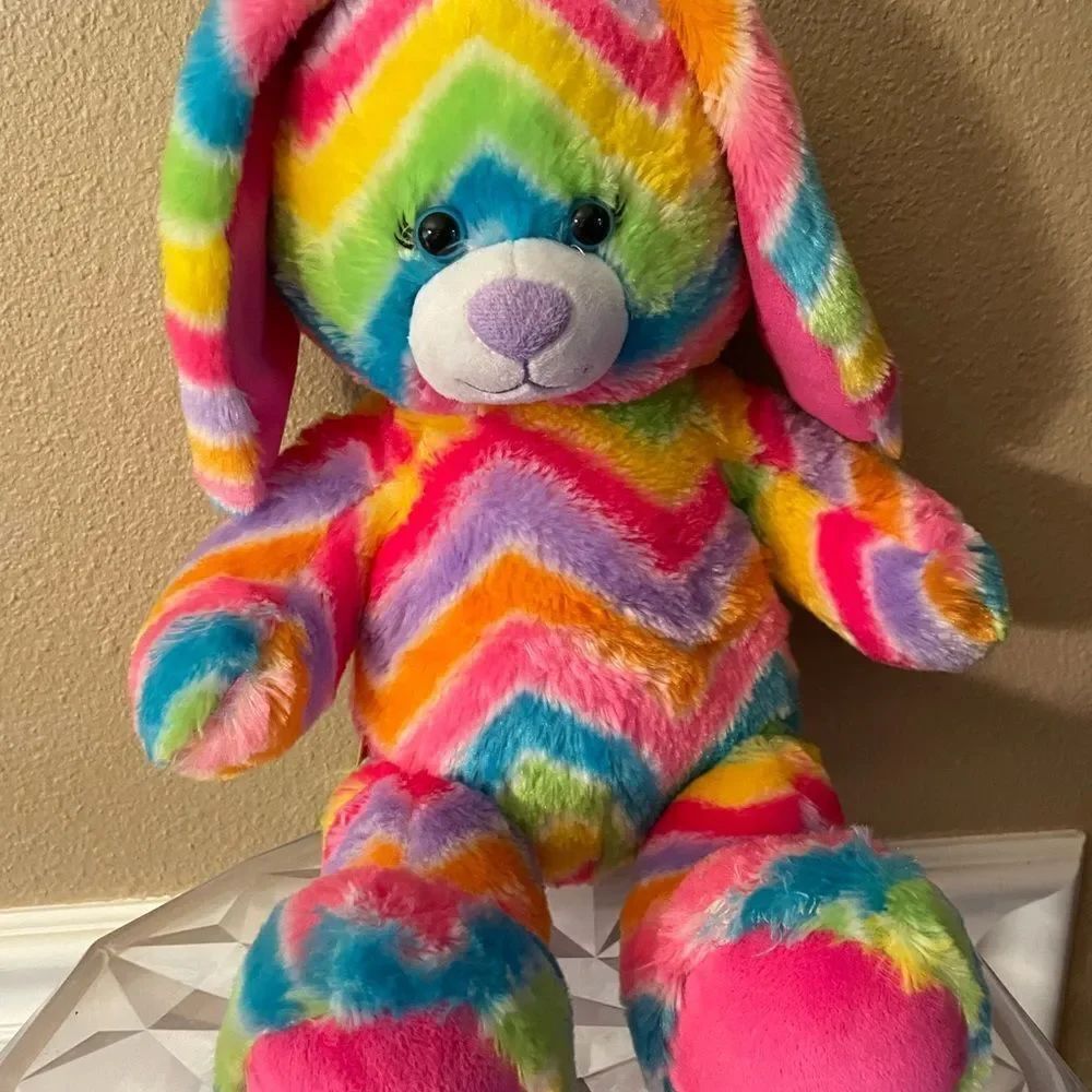 Rainbow Striped Rabbit Build a Bear 15 inch